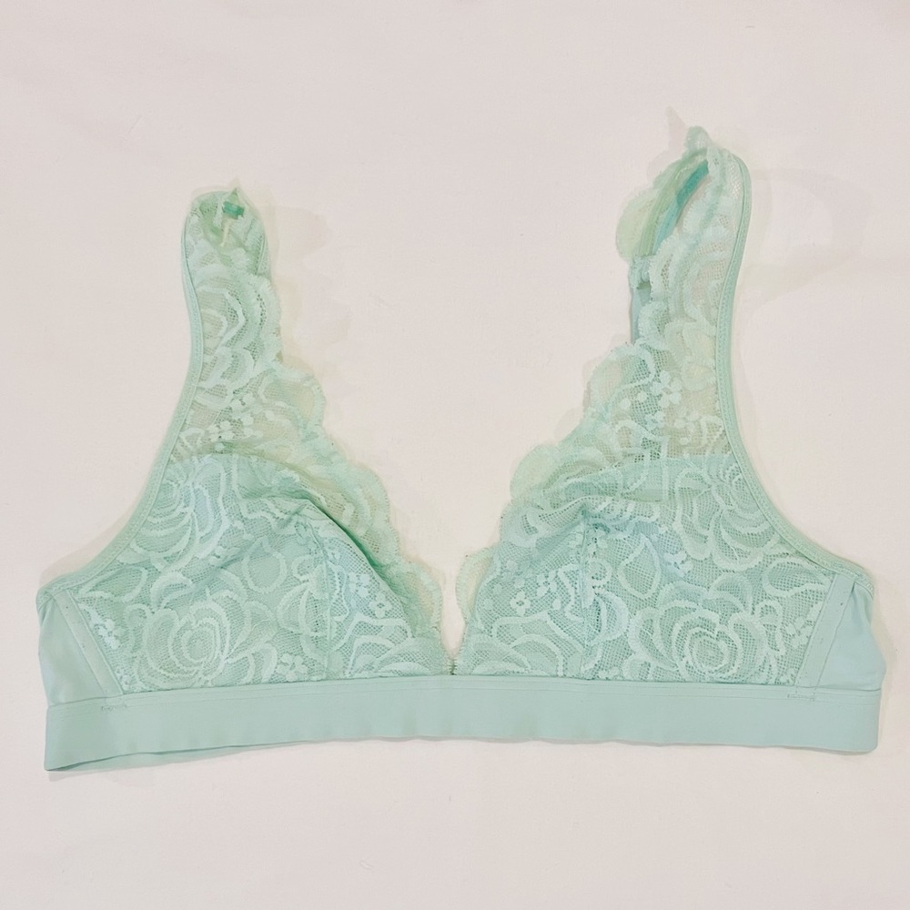 2/$15 PINK Seafoam green lace bralette